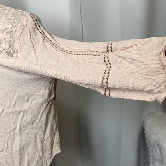 Vintage John Paul Richard Petite Lace Crepe Blouse - Pink, Cotton, Sz PL - Picture 6 of 9